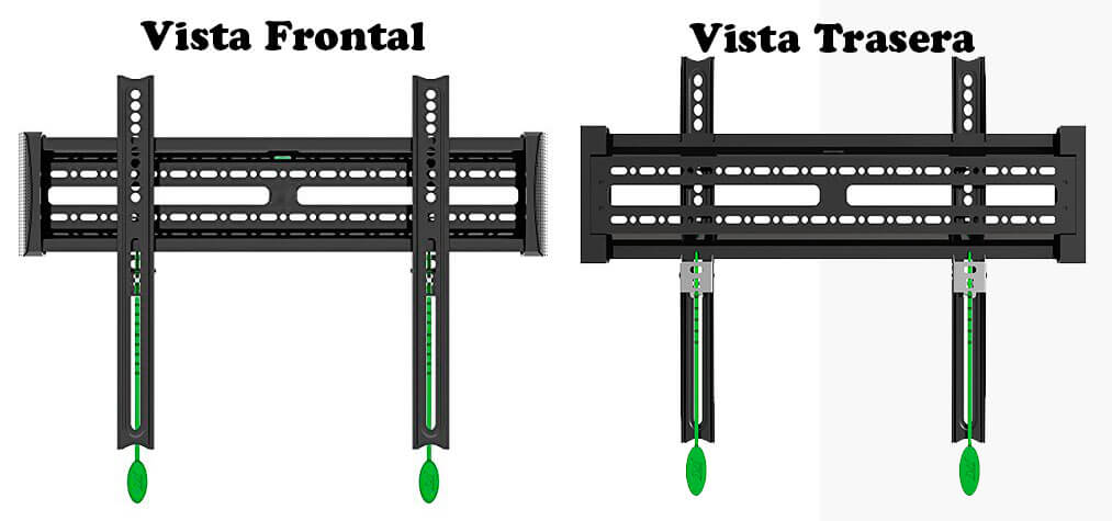 Vision trasera y frontal del soporte para tv Vision trasera y frontal del soporte para tv